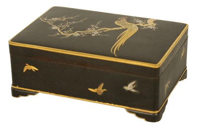 Lot 95 - A MEIJI PERIOD JAPANESE KOMAI STYLE GOLD AND SILVER INLAID IRON BOX