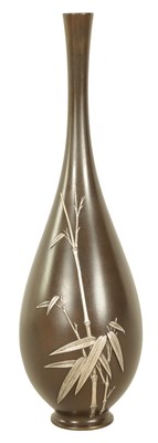 Lot 106 - A SMALL JAPANESE MEIJI PERIOD SILVER INLAID BRONZE VASE