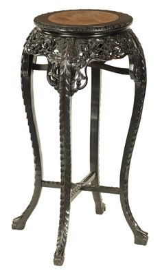 Lot 180 - A 19TH CENTURY CHINESE CARVED HARDWOOD TALL JARDINIERE STAND