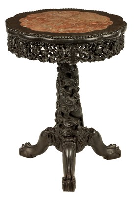 Lot 106 - A 19TH CENTURY CHINESE HARDWOOD OCCASIONAL TABLE