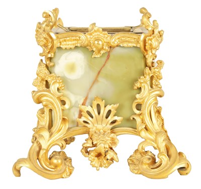 Lot 523 - A FINE 19TH CENTURY, FRENCH CAST GILT BRONZE AND ONYX JARDINIERE AND LINER