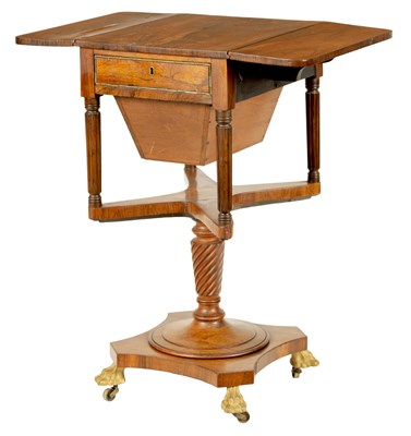 Lot 751 - AN UNUSUAL REGENCY ROSEWOOD WORKBOX