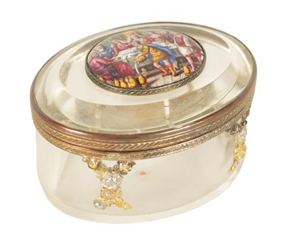 Lot 221 - A 19TH CENTURY FRENCH OVAL GLASS AND GILT METAL MOUNTED PATCH BOX