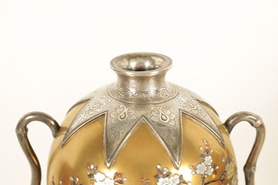 Lot 148 - A GOOD PAIR OF LATE 19TH CENTURY JAPANESE MEIJI GILT LACQUER AND SILVER MOUNTED CABINET VASES
