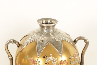 Lot 148 - A GOOD PAIR OF LATE 19TH CENTURY JAPANESE MEIJI GILT LACQUER AND SILVER MOUNTED CABINET VASES