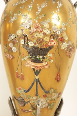 Lot 148 - A GOOD PAIR OF LATE 19TH CENTURY JAPANESE MEIJI GILT LACQUER AND SILVER MOUNTED CABINET VASES