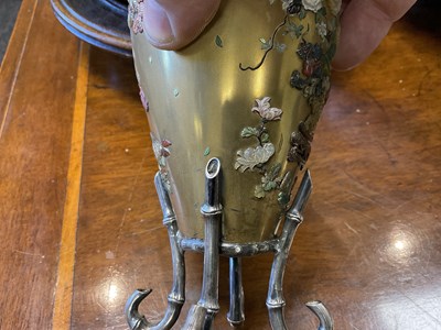 Lot 148 - A GOOD PAIR OF LATE 19TH CENTURY JAPANESE MEIJI GILT LACQUER AND SILVER MOUNTED CABINET VASES