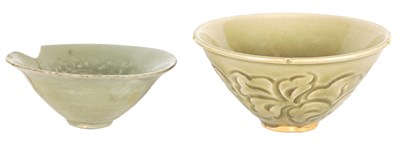 Lot 197 - TWO 18TH/19TH CENTURY CHINESE CELADON GLAZED BOWLS