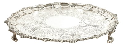 Lot 340 - A VICTORIAN SILVER SALVER