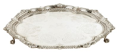 Lot 302 - A VICTORIAN SILVER SALVER