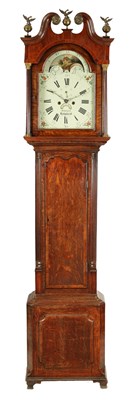 Lot 1338 - ROBERTS, HOLYHEAD. A LATE 18TH CENTURY 13’ PAINTED DIAL MOON ROLLER 8 DAY LONGCASE CLOCK