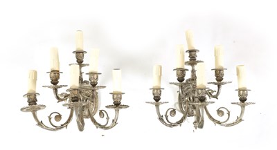Lot 649 - A PAIR OF LATE 19TH CENTURY SILVERED BRONZE WALL SCONCES