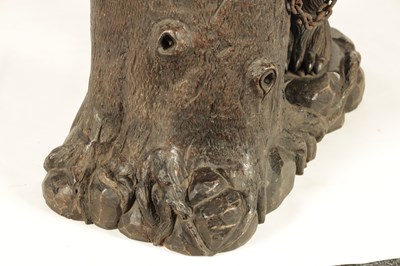 Lot 600 - AN IMPRESSIVE 19TH CENTURY LINDEN WOOD BLACK FOREST CARVED BEAR STICK STAND