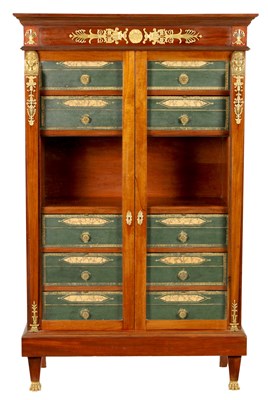 Lot 683 - A 19TH CENTURY MAHOGANY AND ORMOLU MOUNTED FRENCH EMPIRE STYLE SIDE CABINET