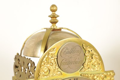 Lot 737 - AN 18TH CENTURY BRASS LANTERN CLOCK WITH LATER MOVEMENT