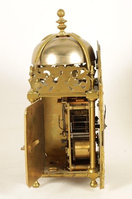 Lot 737 - AN 18TH CENTURY BRASS LANTERN CLOCK WITH LATER MOVEMENT