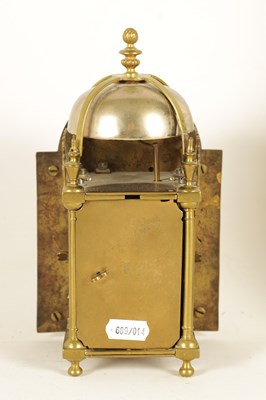 Lot 737 - AN 18TH CENTURY BRASS LANTERN CLOCK WITH LATER MOVEMENT