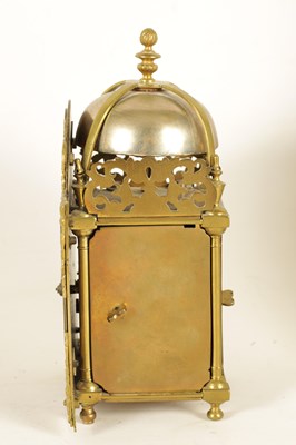 Lot 737 - AN 18TH CENTURY BRASS LANTERN CLOCK WITH LATER MOVEMENT