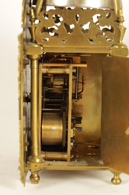 Lot 737 - AN 18TH CENTURY BRASS LANTERN CLOCK WITH LATER MOVEMENT
