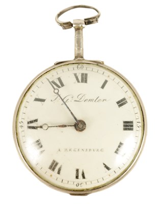Lot 255 - J.G. DEMLER, A REGENSBURG. A 19TH CENTURY GERMAN SILVER VERGE POCKET WATCH