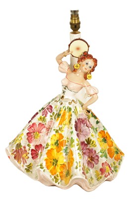 Lot 1202 - A 20TH CENTURY G GIRARDI ITALIAN CERAMIC FIGURAL LAMP