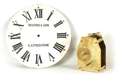 Lot 725 - AN EARLY 19TH CENTURY BRASS PLATED WEIGHT DRIVEN TURRET CLOCK MOVEMENT