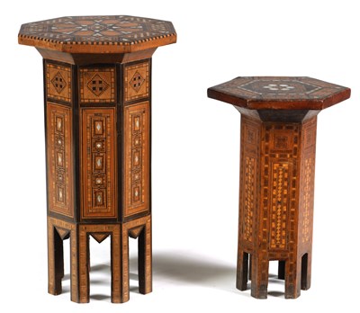 Lot 770 - TWO 19TH CENTURY EASTERN STYLE INLAID OCCASIONAL TABLES