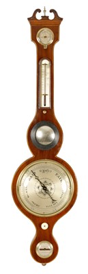 Lot 1132 - A 19TH CENTURY MAHOGANY WHEEL BAROMETER SIGNED BRUCE & MACDONALD, EDINBURGH