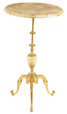 Lot 743 - A 19TH CENTURY FRENCH ORMOLU AND ONYNX CIRCULAR OCCASIONAL TABLE