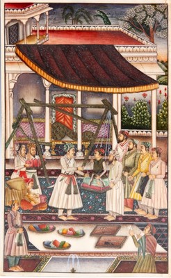 Lot 182 - A FINE ANTIQUE INDIAN PAINTING ON IVORY...