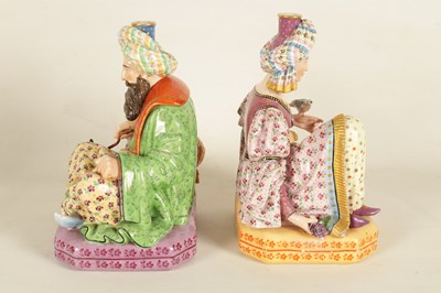 Lot 76 - A PAIR OF 19TH CENTURY FRENCH FIGURAL PORCELAIN PERFUME BOTTLES BY JACOB PETIT