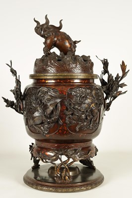 Lot 115 - A LARGE JAPANESE MEIJI PERIOD PATINATED KORO AND COVER