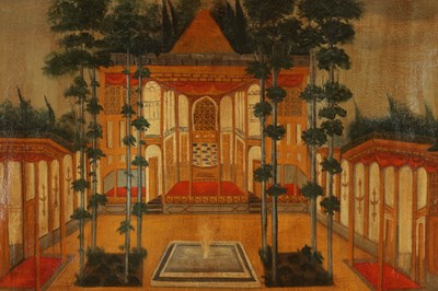 Lot 876 - A 19TH CENTURY QAJAR PERSIAN OIL ON CANVAS