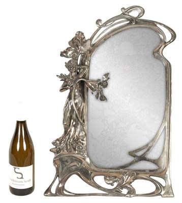 Lot 547 - AN ART NOVEAU WMF SILVER PLATED DRESSING TABLE MIRROR