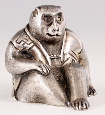 Lot 81 - A 19th CENTURY JAPANESE SILVER OKIMONO in the...