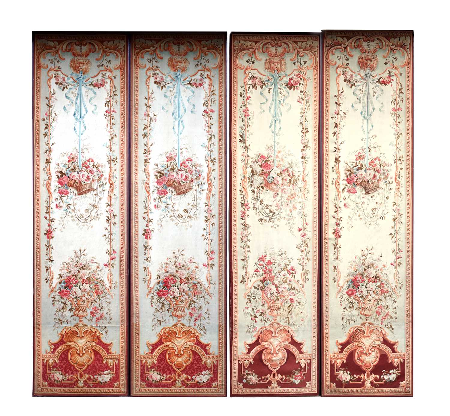Lot 894 - A MASSIVE SET OF FOUR 19TH CENTURY FRENCH TAPESTRY PANELS FROM LORD FORTE