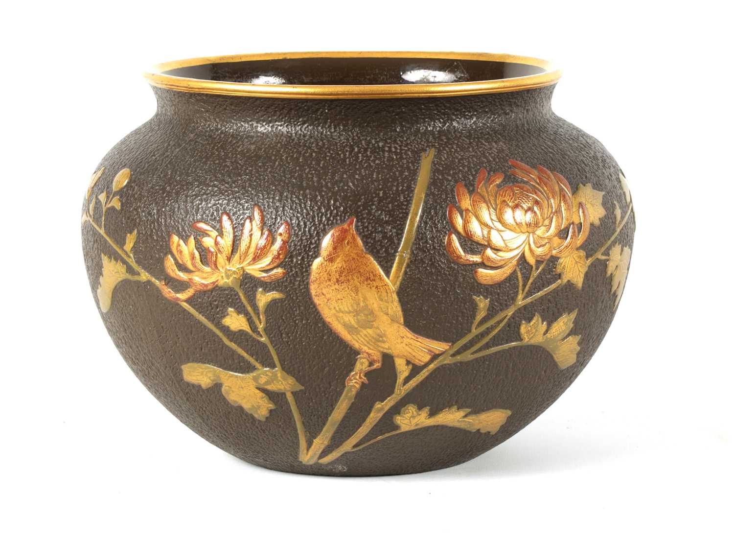 Lot 84 - A 19TH CENTURY MINTONS JAPANESQUE CERAMIC JARDINIERE