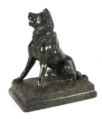 Lot 780 - A 19TH CENTURY FRENCH CARVED GREEN MARBLE SCULPTURE OF A SEATED DOG