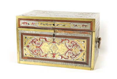 Lot 600 - AN EARLY 18TH CENTURY GERMAN PEWTER, BRASS AND TORTOISESHELL BOULLE WORK TABLE CABINET IN THE MANNER OF JOHANN PUCHWISER