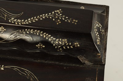 Lot 186 - AN UNUSUAL MID 19TH CENTURY MONGHYR ANGLO INDIAN HARDWOOD AND IVORY MARQUETRY INLAID WRITING BOX