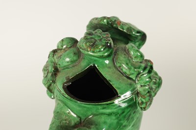 Lot 37 - AN OTTOMAN REVIVAL TURKISH GREEN GLAZED TERRACOTTA CANAKKALE EWER