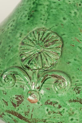 Lot 37 - AN OTTOMAN REVIVAL TURKISH GREEN GLAZED TERRACOTTA CANAKKALE EWER