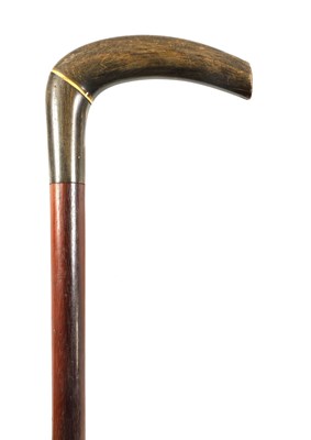 Lot 460 - A LATE 19TH CENTURY RHINOCEROS HORN HANDLED WALKING STICK