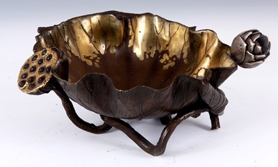 Lot 67 - A MEIJI PERIOD JAPANESE BRONZE BOWL formed as...