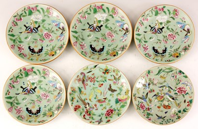 Lot 160 - A SET OF SIX 19TH CENTURY 'FAMILLE VERTE' HAND...
