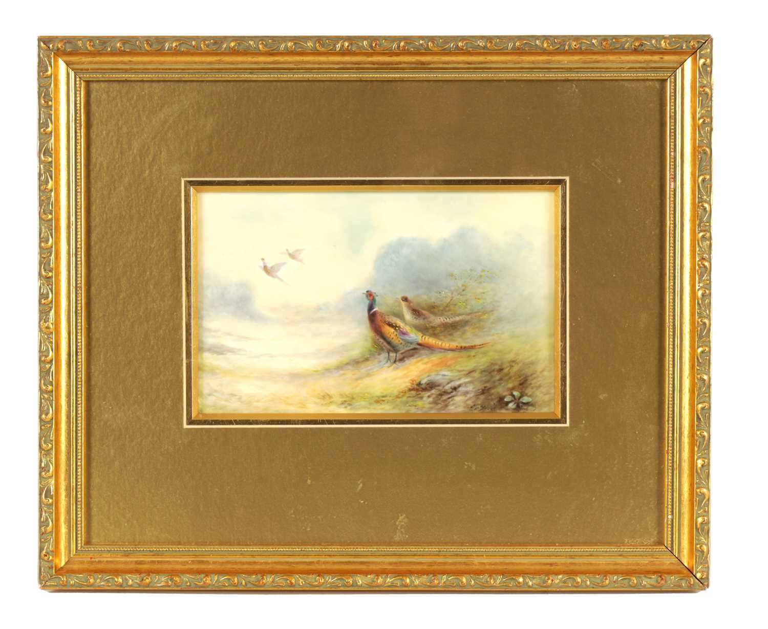 Lot 90 - JAMES STINTON. A ROYAL WORCESTER FRAMED RECTANGULAR PORCELAIN PLAQUE