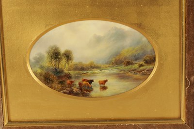 Lot 65 - JOHN STINTON. A ROYAL WORCESTER FRAMED OVAL PORCELAIN PLAQUE OF LARGE SIZE