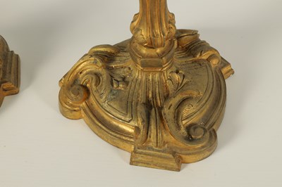 Lot 503 - A PAIR OF 19TH CENTURY FRENCH ROCOCO CAST GILT ORMOLU CANDLESTICKS