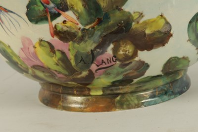 Lot 44 - A LARGE 20TH CENTURY ART POTTERY BULBOUS JARDINIERE SIGNED A. LANG