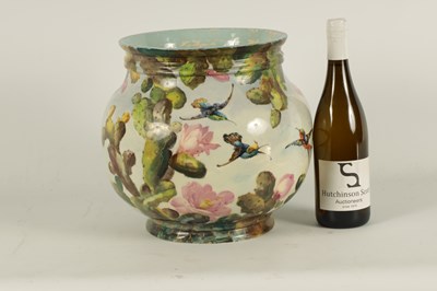 Lot 44 - A LARGE 20TH CENTURY ART POTTERY BULBOUS JARDINIERE SIGNED A. LANG